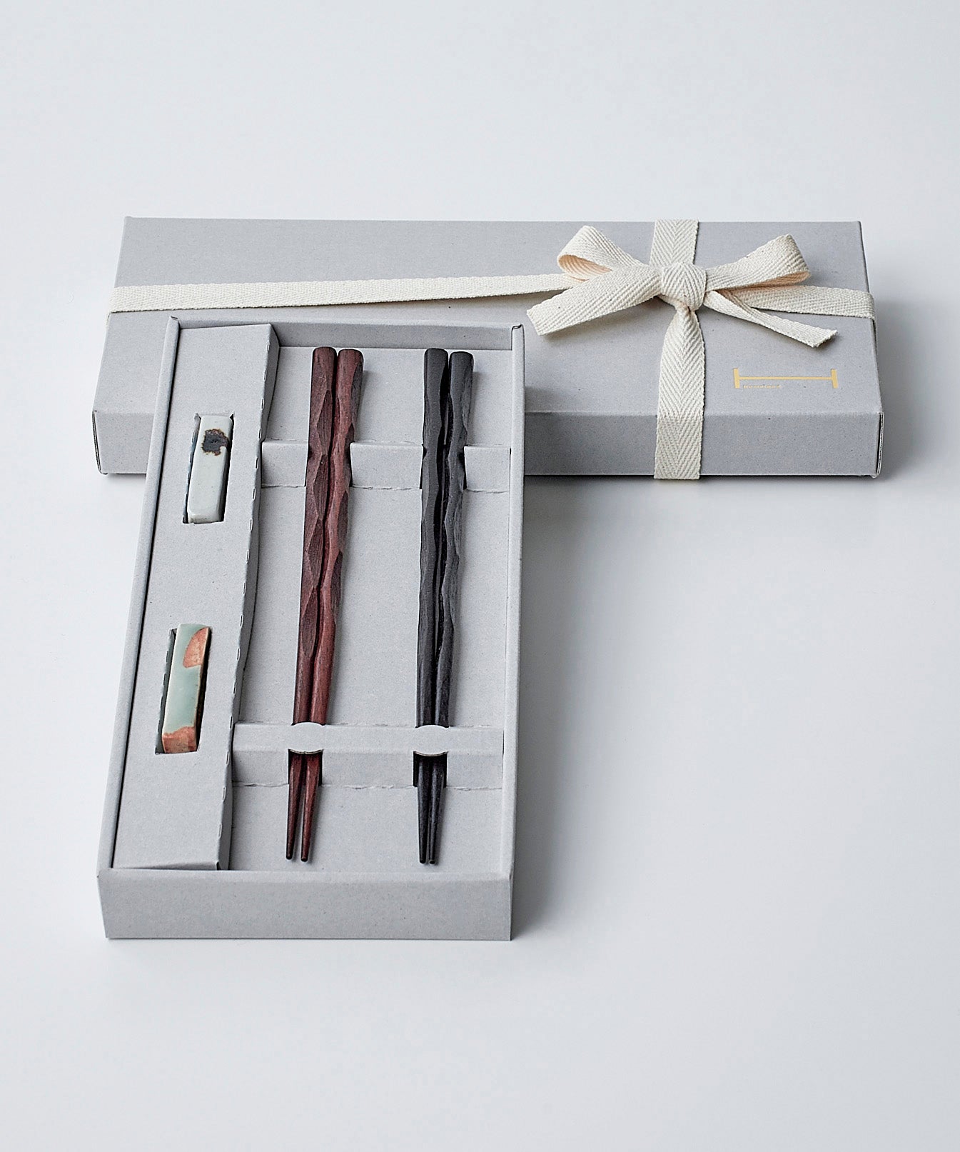 【ギフトBOX入】若狭食卓箸&信楽焼箸置き 4点セット