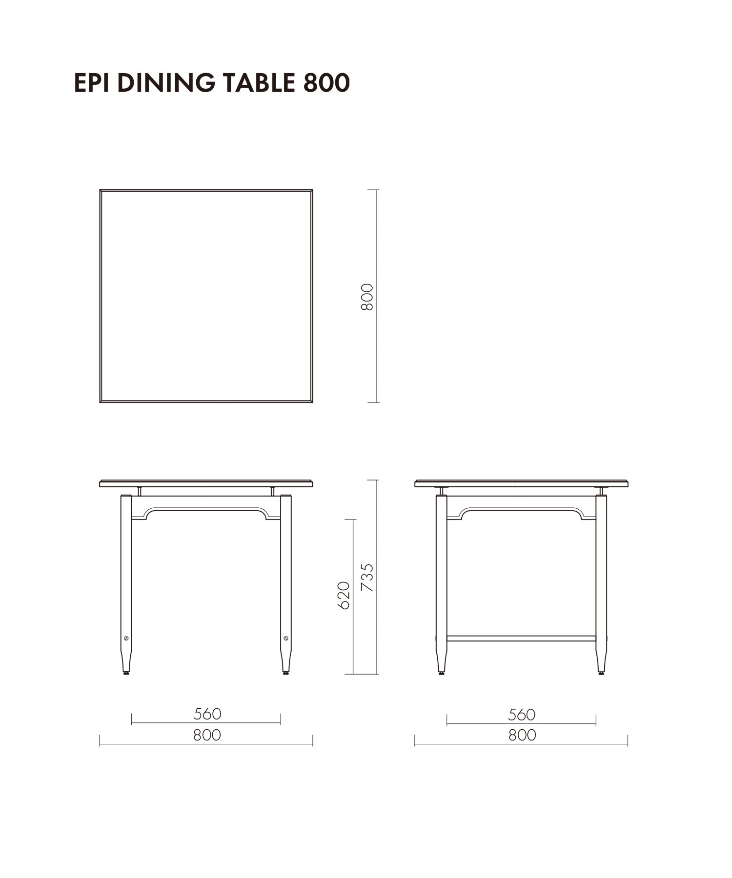 EPI DINING TABLE WALNUT 800