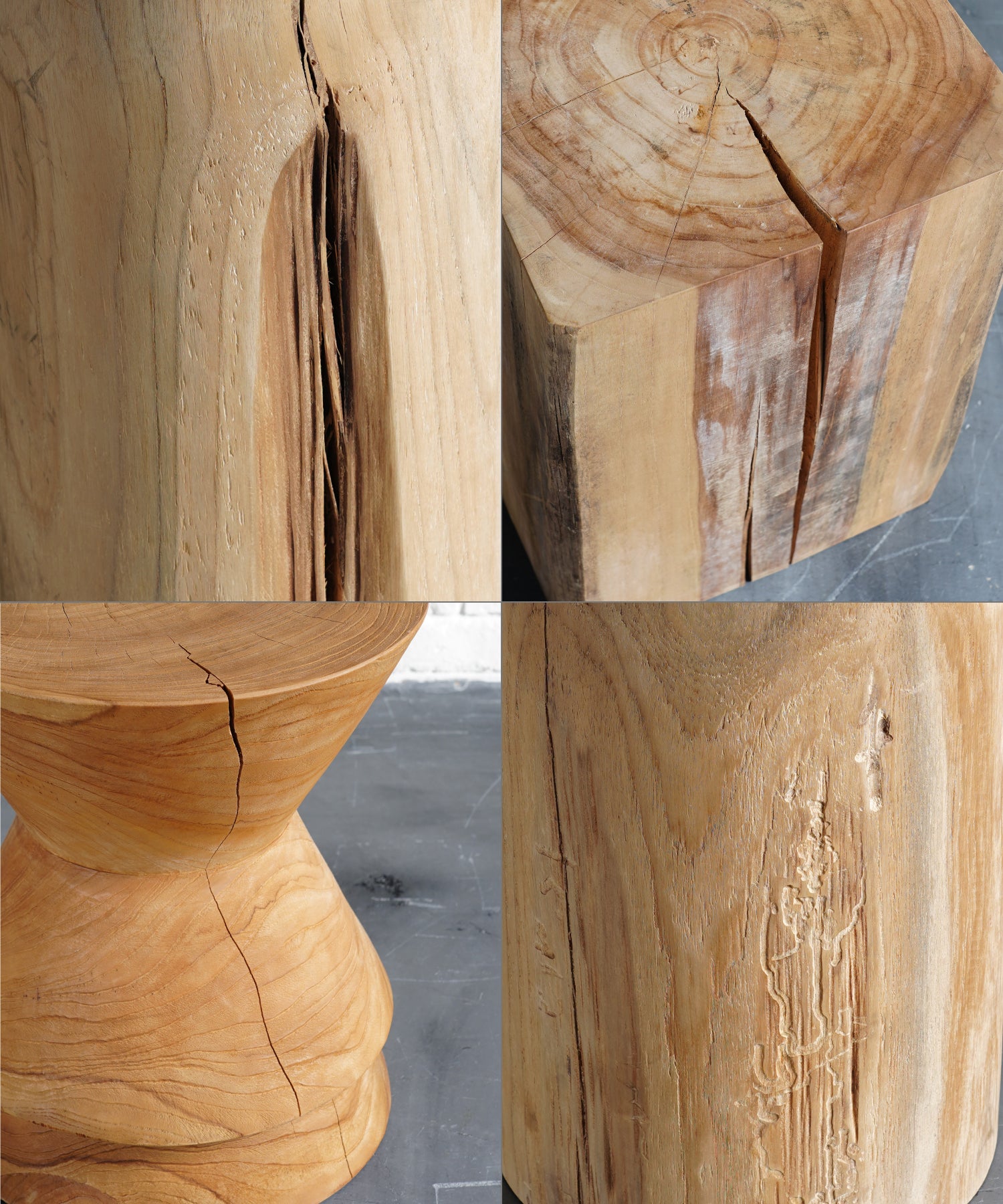 無垢材の為、湿度等によってひび割れが生じます。