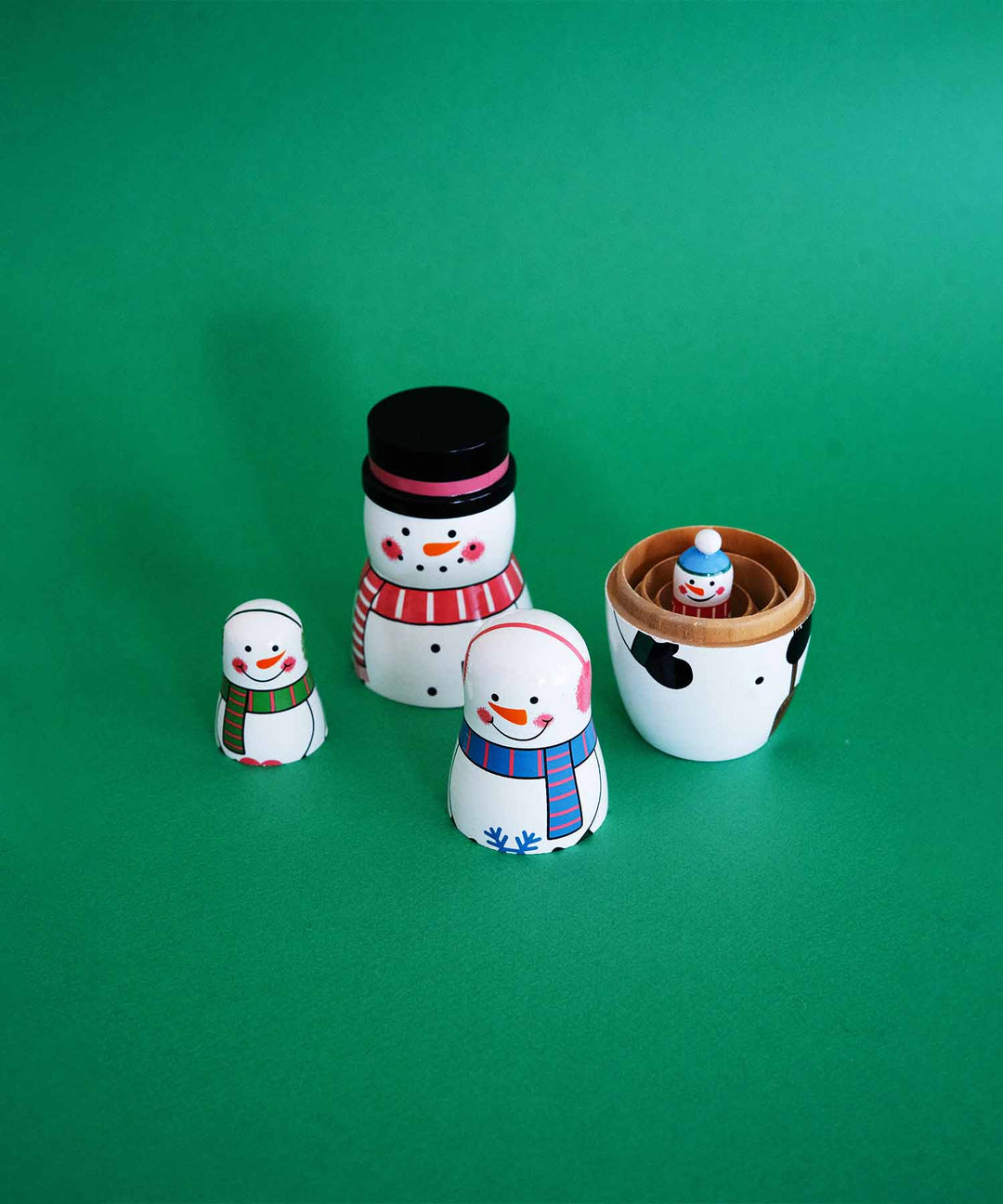 マトリョーシカ SNOWMAN FAMILY｜雪だるまの木製オブジェ 冬インテリア
