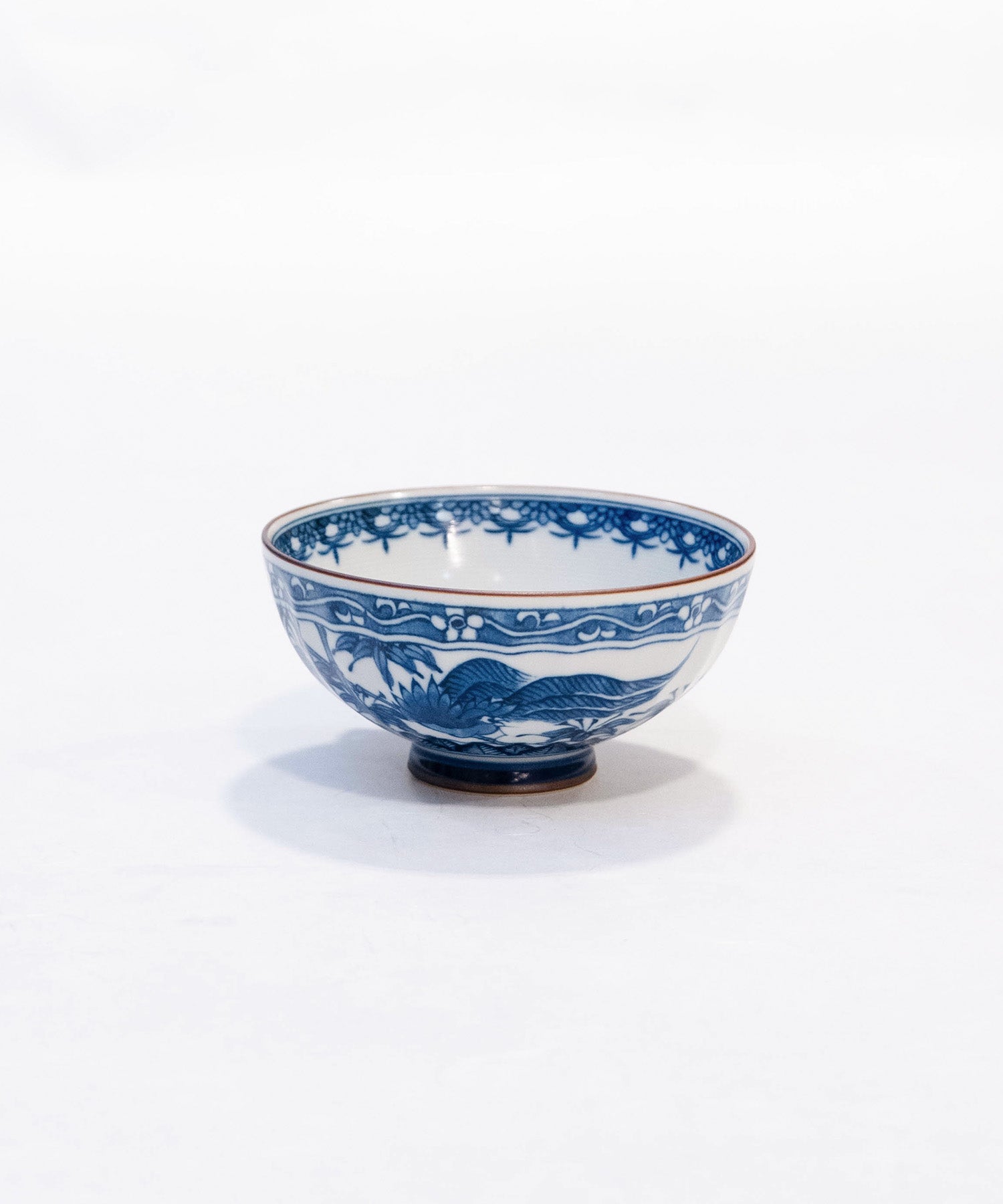祥瑞鳳凰一閑人 菊彫飯碗