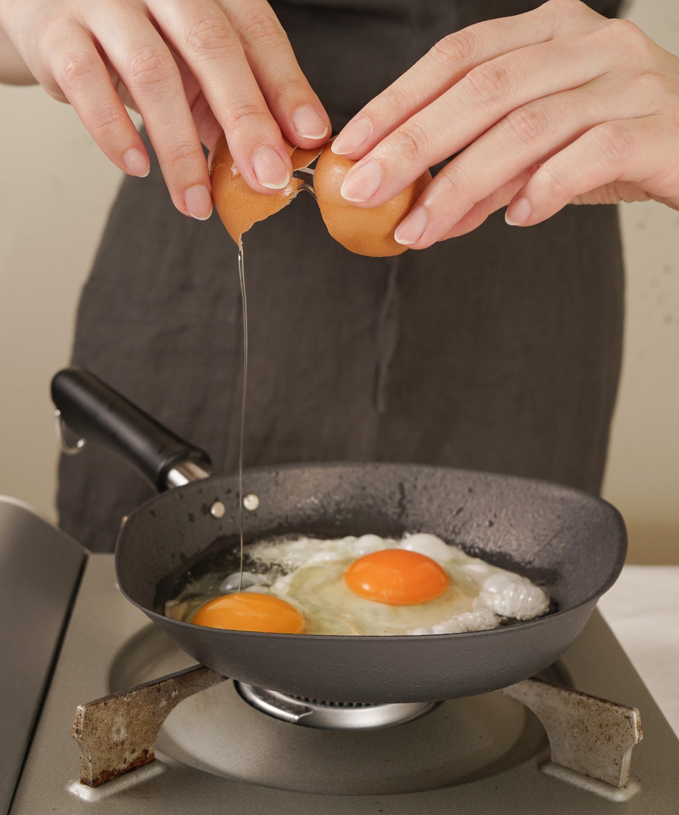 ダブルファイバーライン窒化加工フライパン 蓋付き