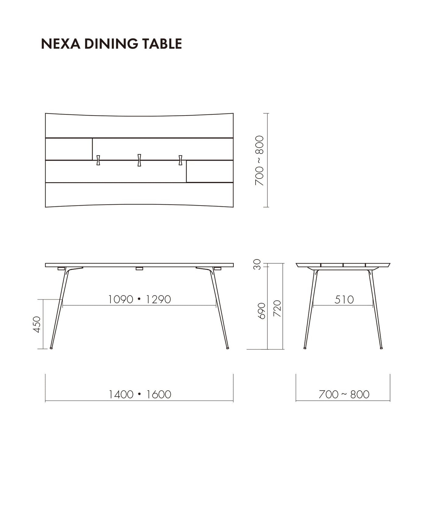 NEXA DININGTABLE 1600 RAW OAK