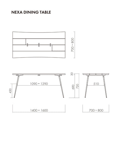 NEXA DININGTABLE 1600 RAW OAK