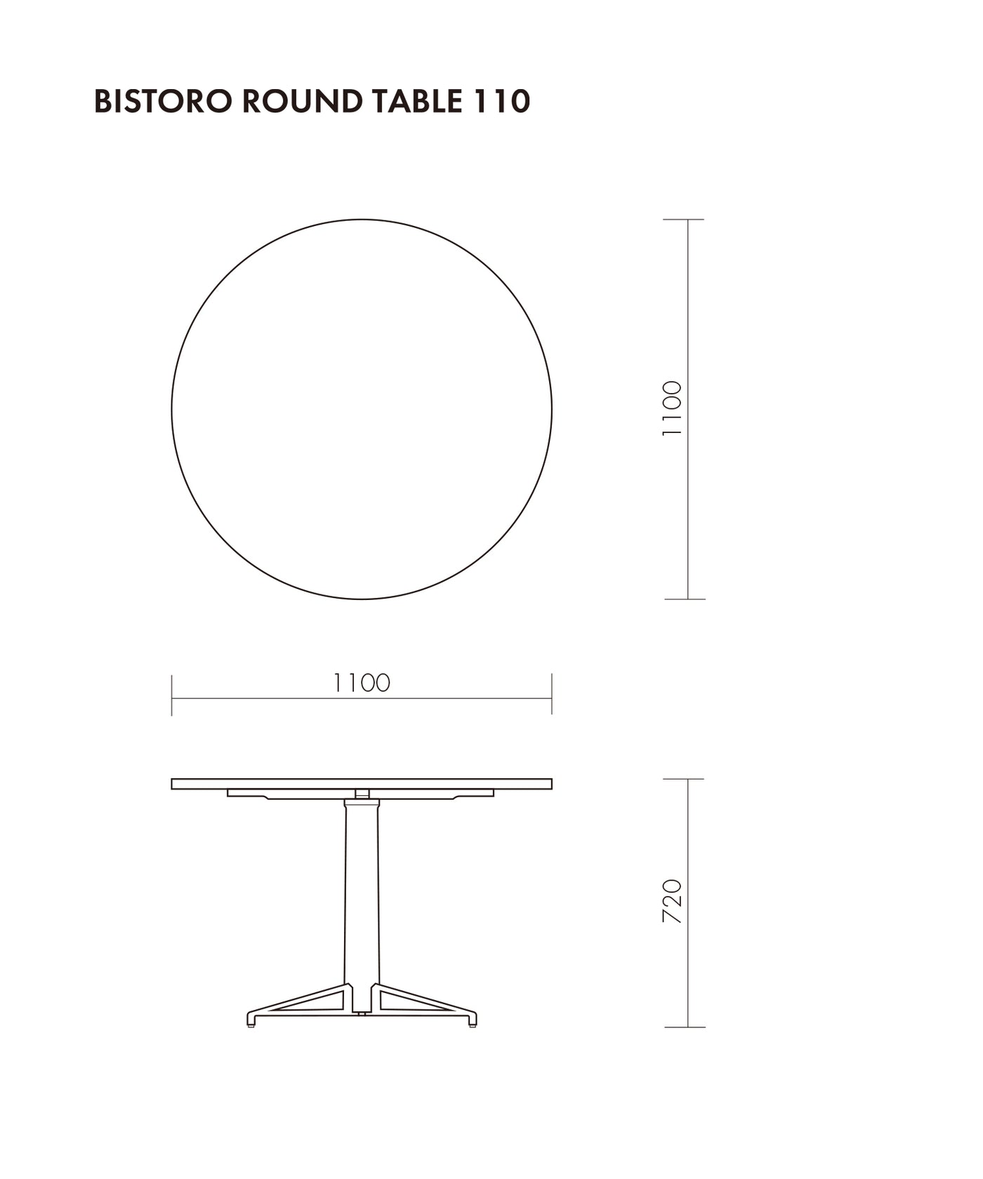 【SQUARE ROOTS（スクエアルーツ）】 BISTRO ROUND TABLE 1100 SEARED OAK