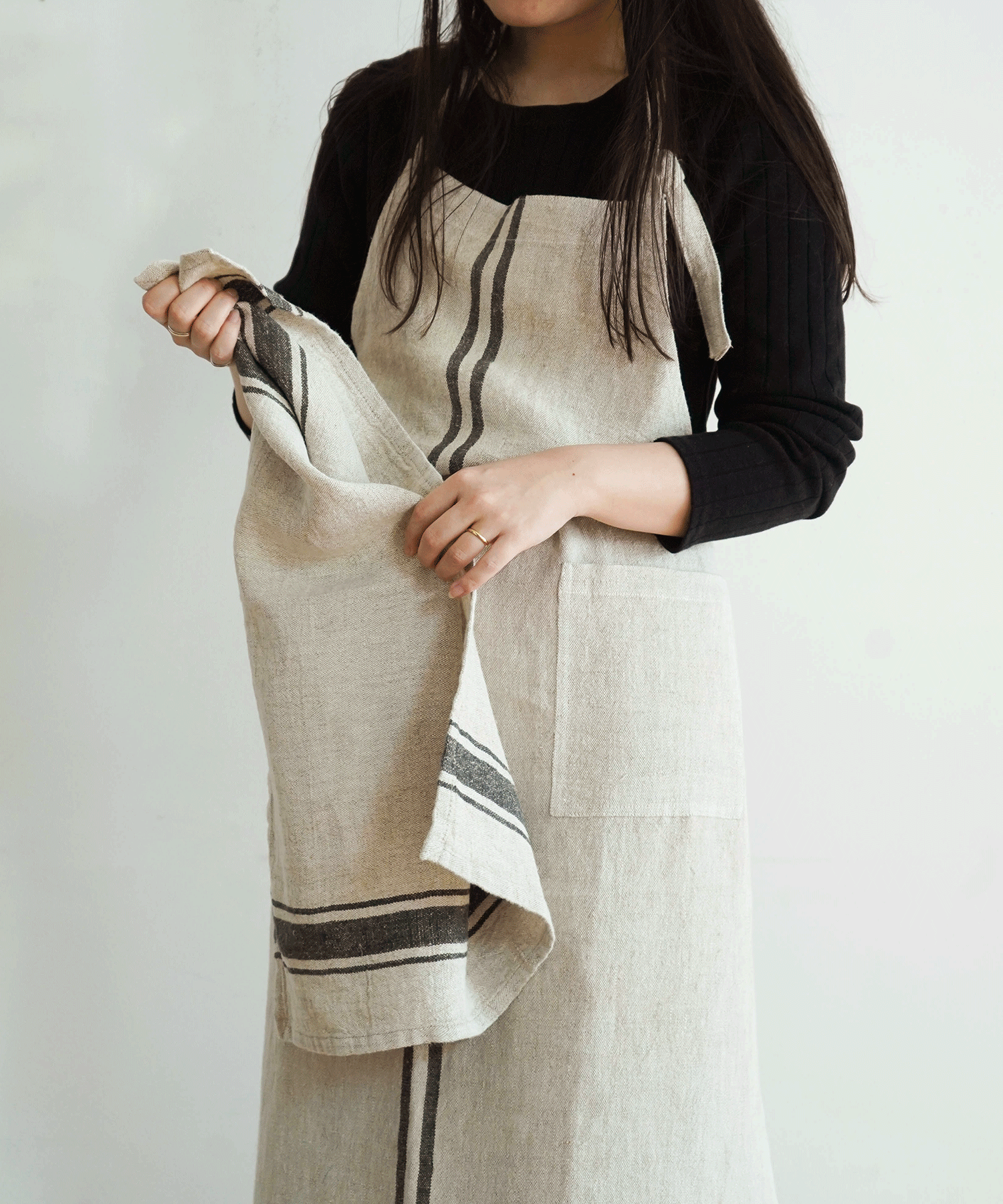 Wストライプエプロン