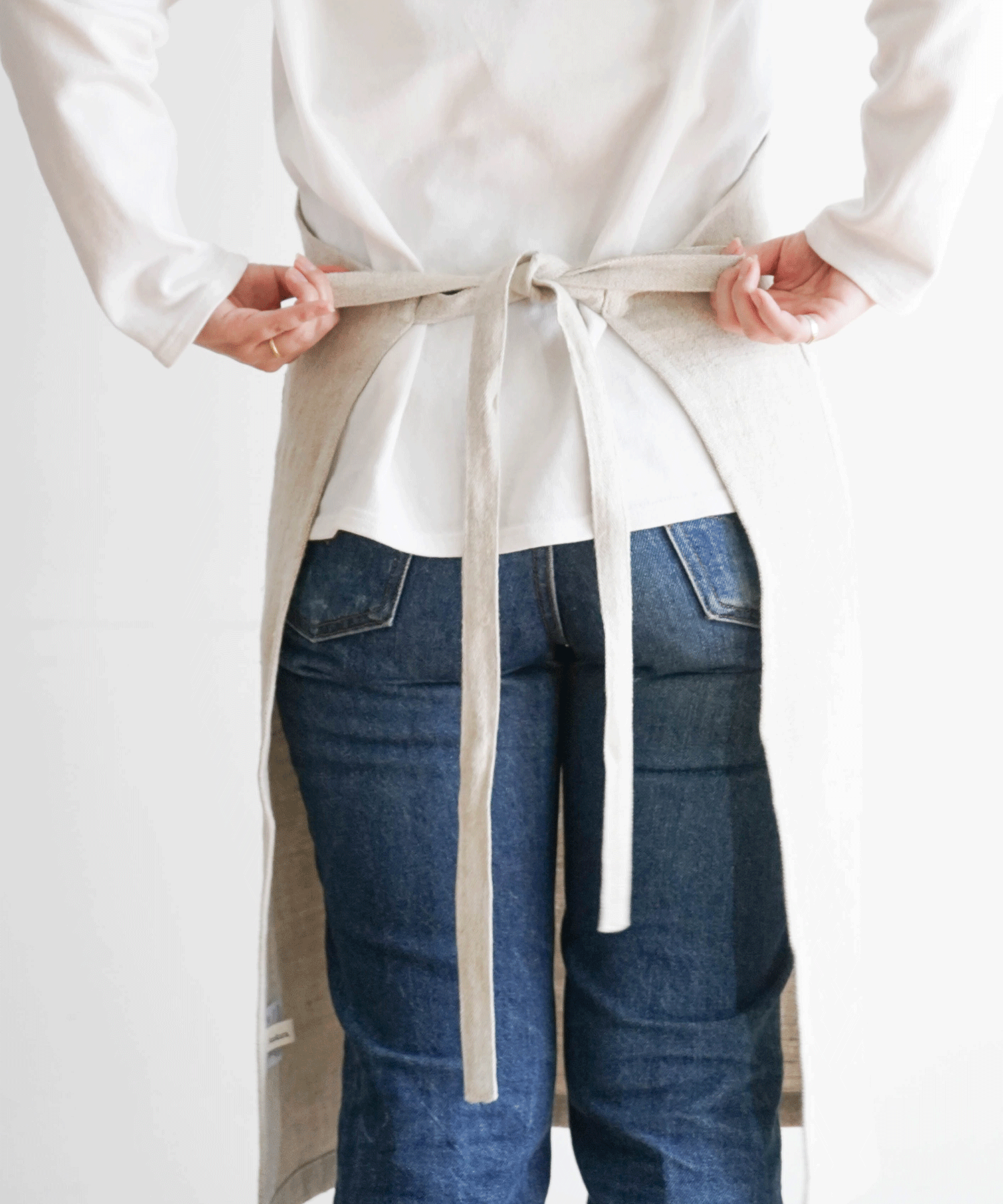 Wストライプエプロン