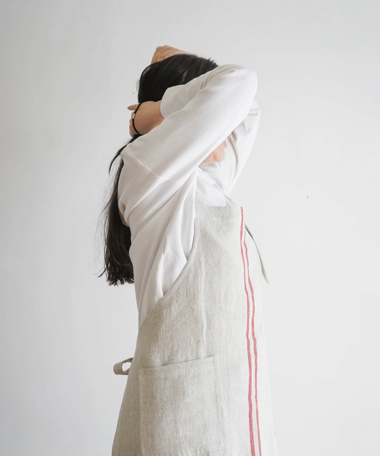 Wストライプエプロン