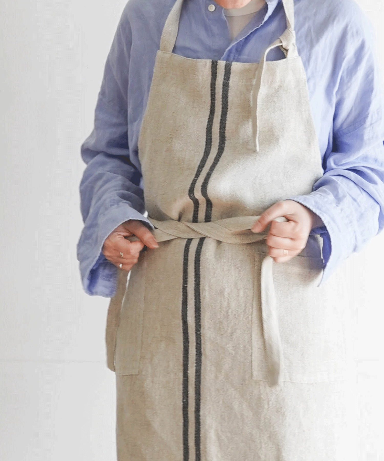 Wストライプエプロン