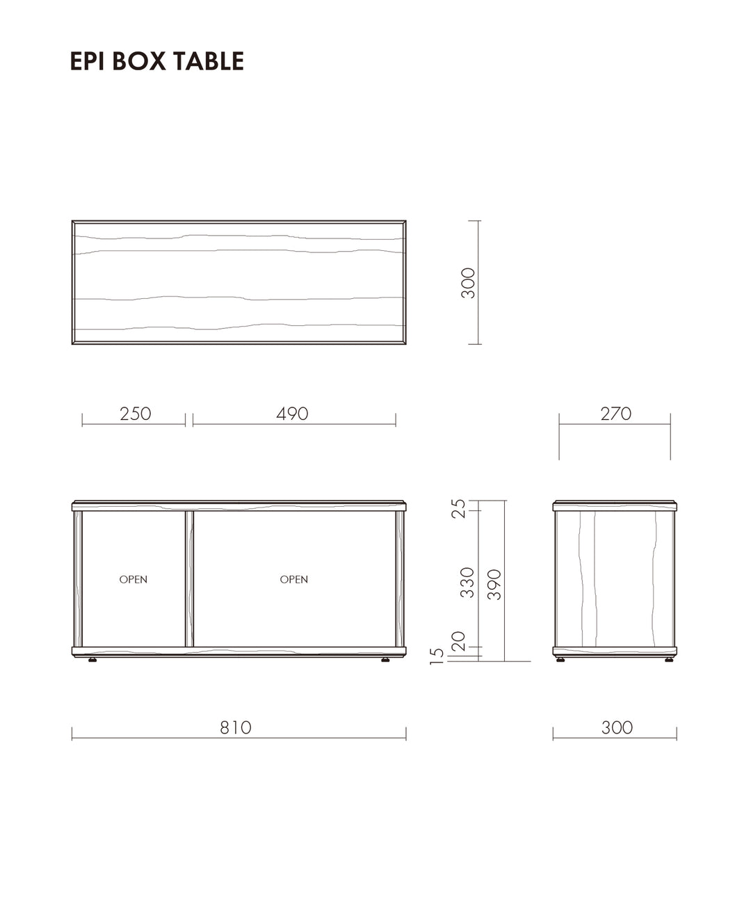 ecruxe（エクリュクス）EPI BOX TABLE OAK｜シンプルで使い勝手の良い