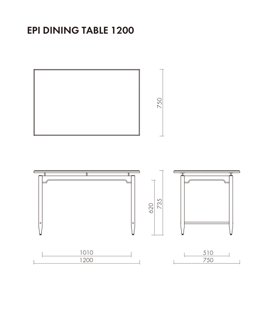 ecruxe（エクリュクス）EPI DINING TABLE 1200 OAK | 高品質な安定感と