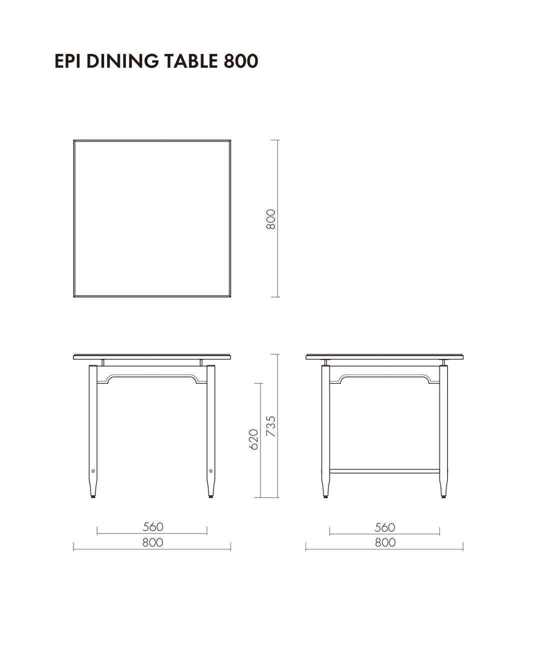 ecruxe（エクリュクス）EPI DINING TABLE 800 WALNUT | 高品質な安定感
