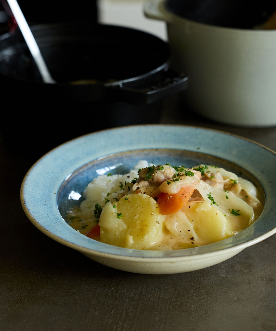 最後の晩餐 Homeland（ホームランド）信楽焼 深皿24cm｜青萩と鼠萩の風合い