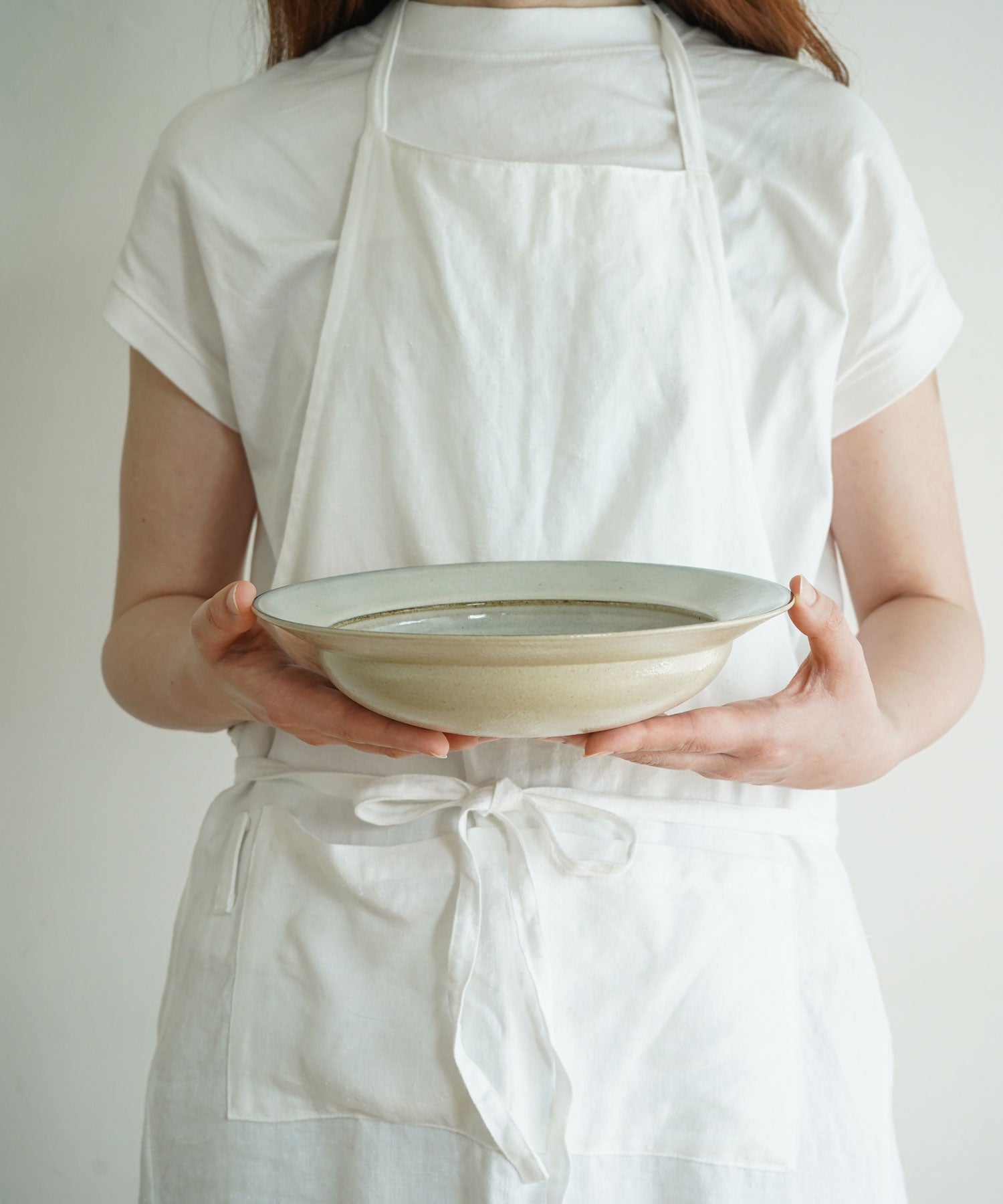 信楽焼 深皿 24cm　青萩