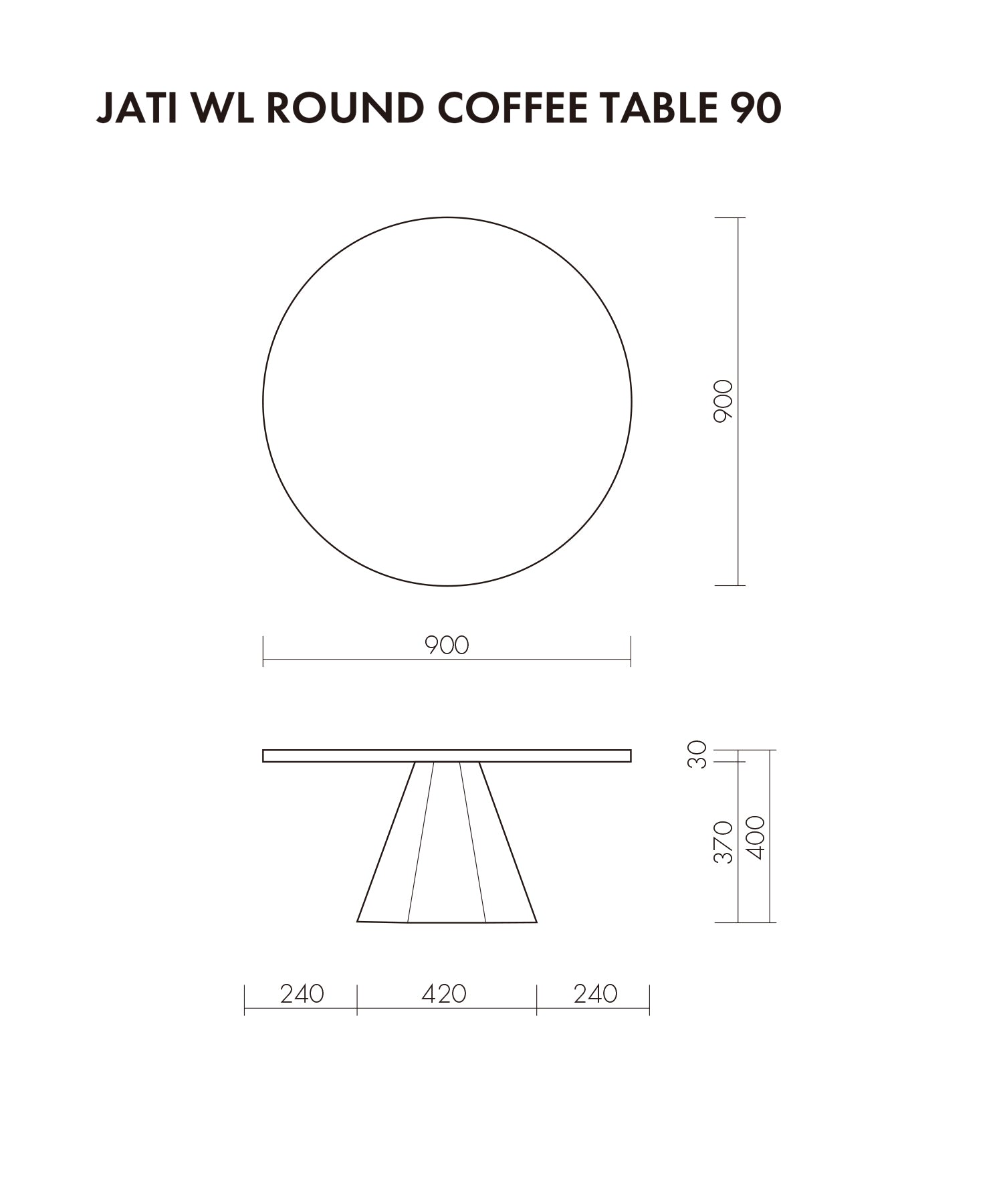 JATI WL ROUND COFFEE TABLE 900