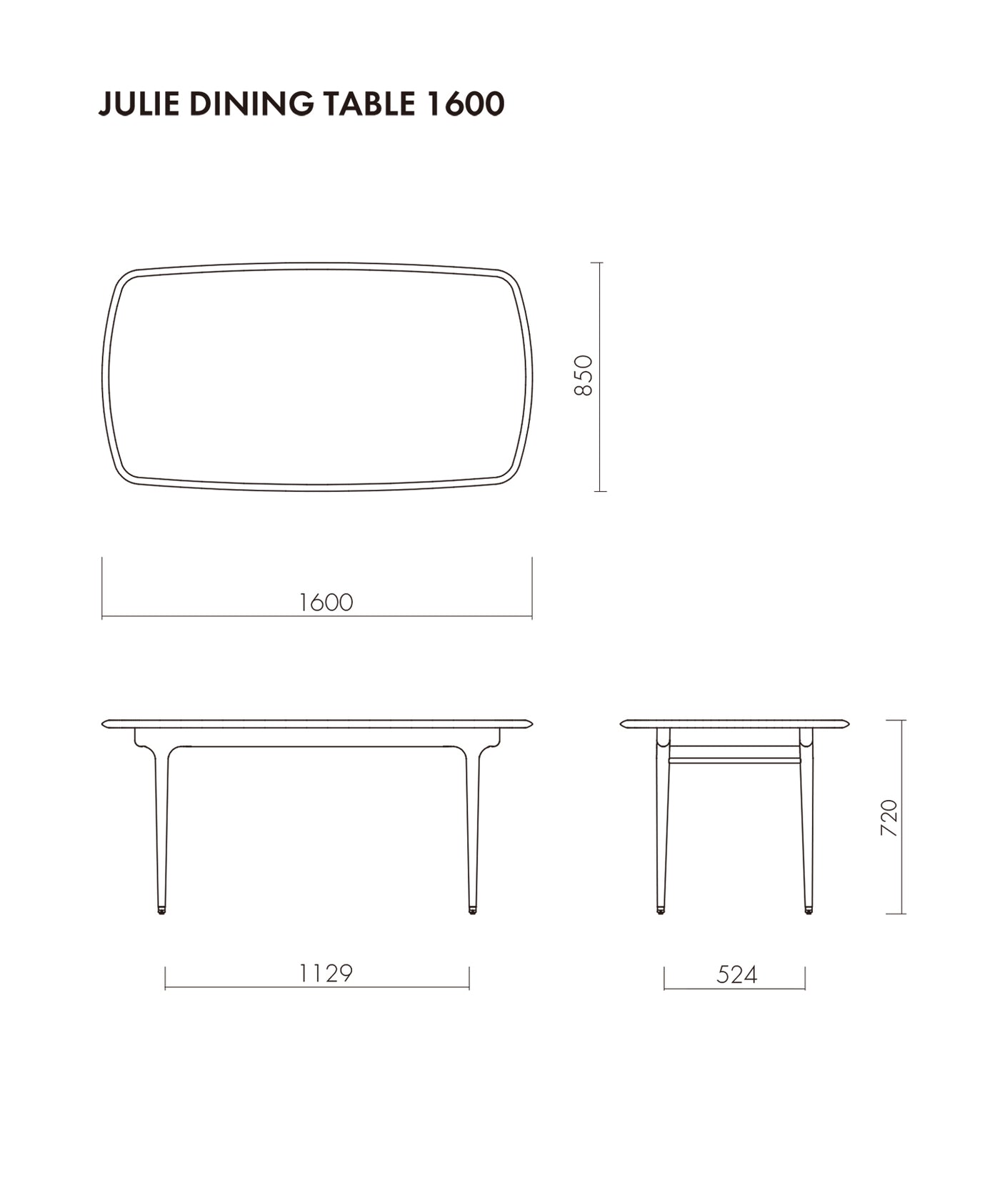 JULIE  DINING TABLE 1600