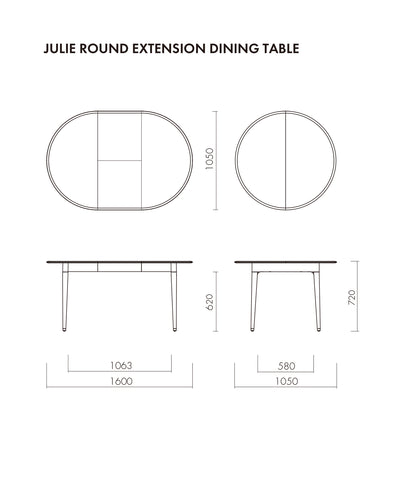 【予約商品・8月上旬入荷予定】JULIE ROUND EXTENSION DINING TABLE