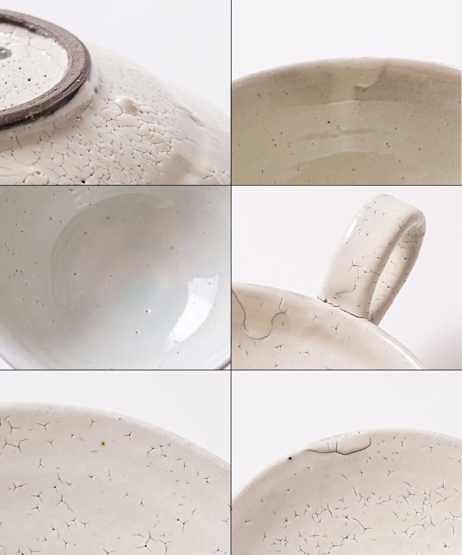 釉薬のかかり具合には個体差があるため、色味や厚みの程度、ひび割れの生じ方にも個体差があります。これらはデザインおよび製造工程上の特性であり、商品の風合い・それぞれの個性としてご理解ください。