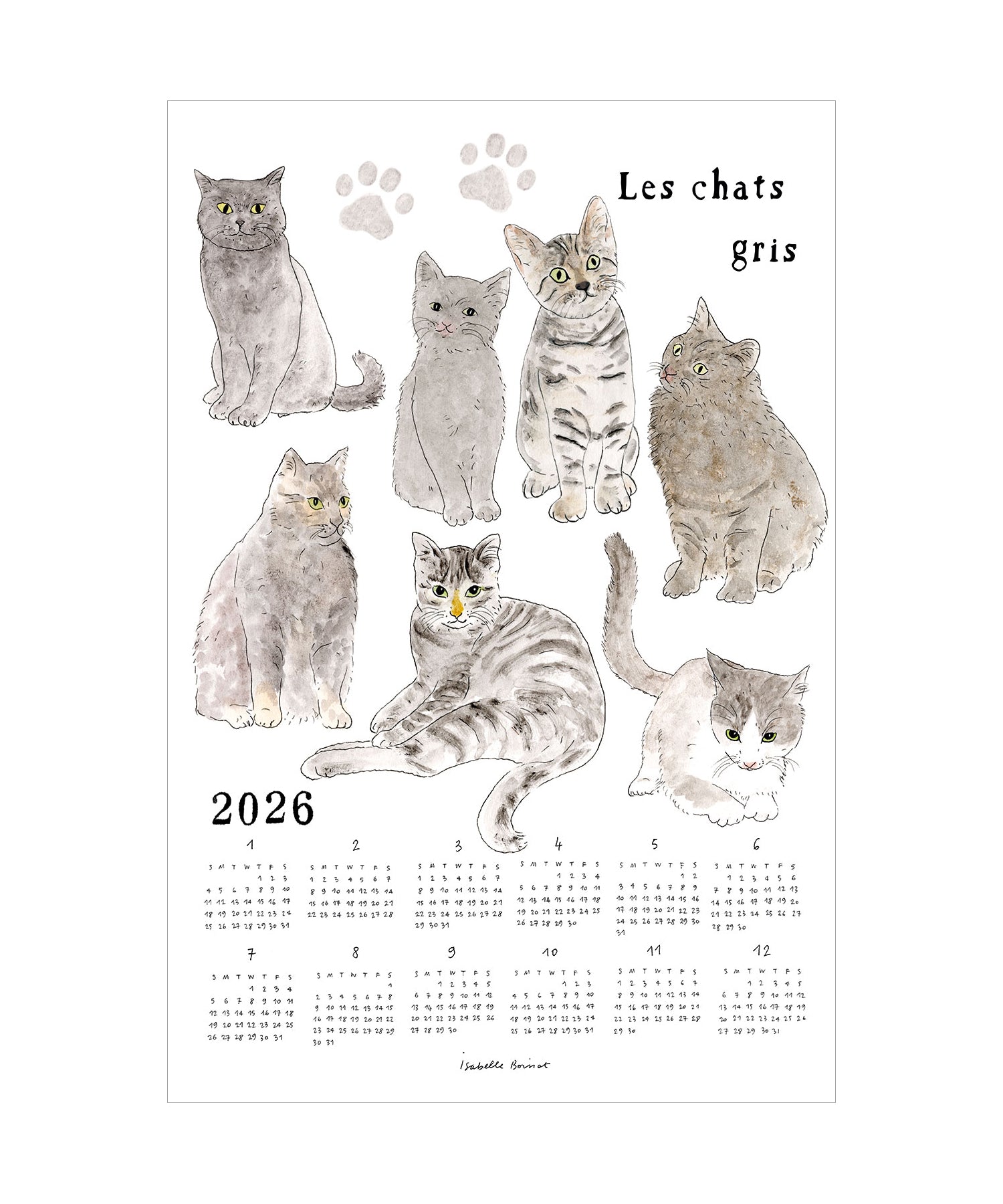 2026リネンファブリックカレンダー 猫 / 犬