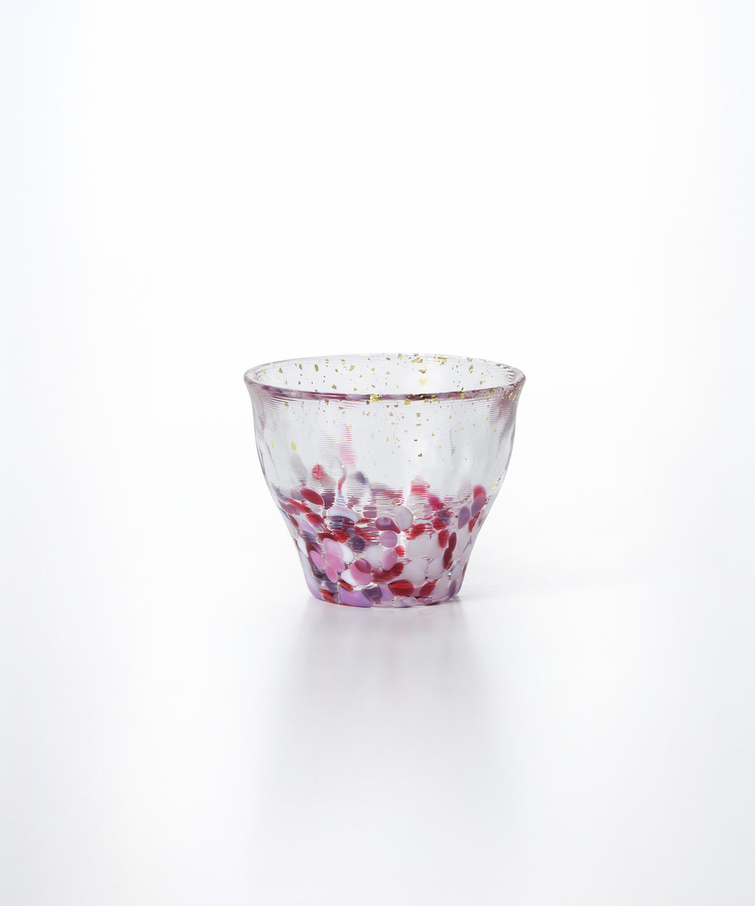 津軽びいどろ 作家物 秋村実作 金彩花入れ 重量約1075g未使用品・美品 津軽びいどろ 金彩ぐいのみ｜金箔入り おちょこ 酒器 ギフトボックス付