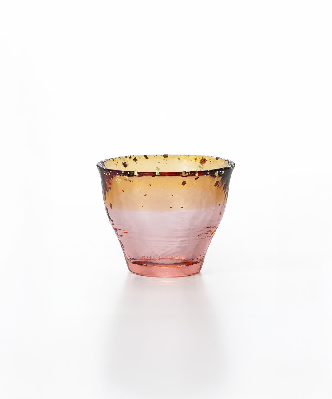 津軽びいどろ 作家物 秋村実作 金彩花入れ 重量約1075g未使用品・美品 津軽びいどろ 金彩ぐいのみ｜金箔入り おちょこ 酒器 ギフトボックス付