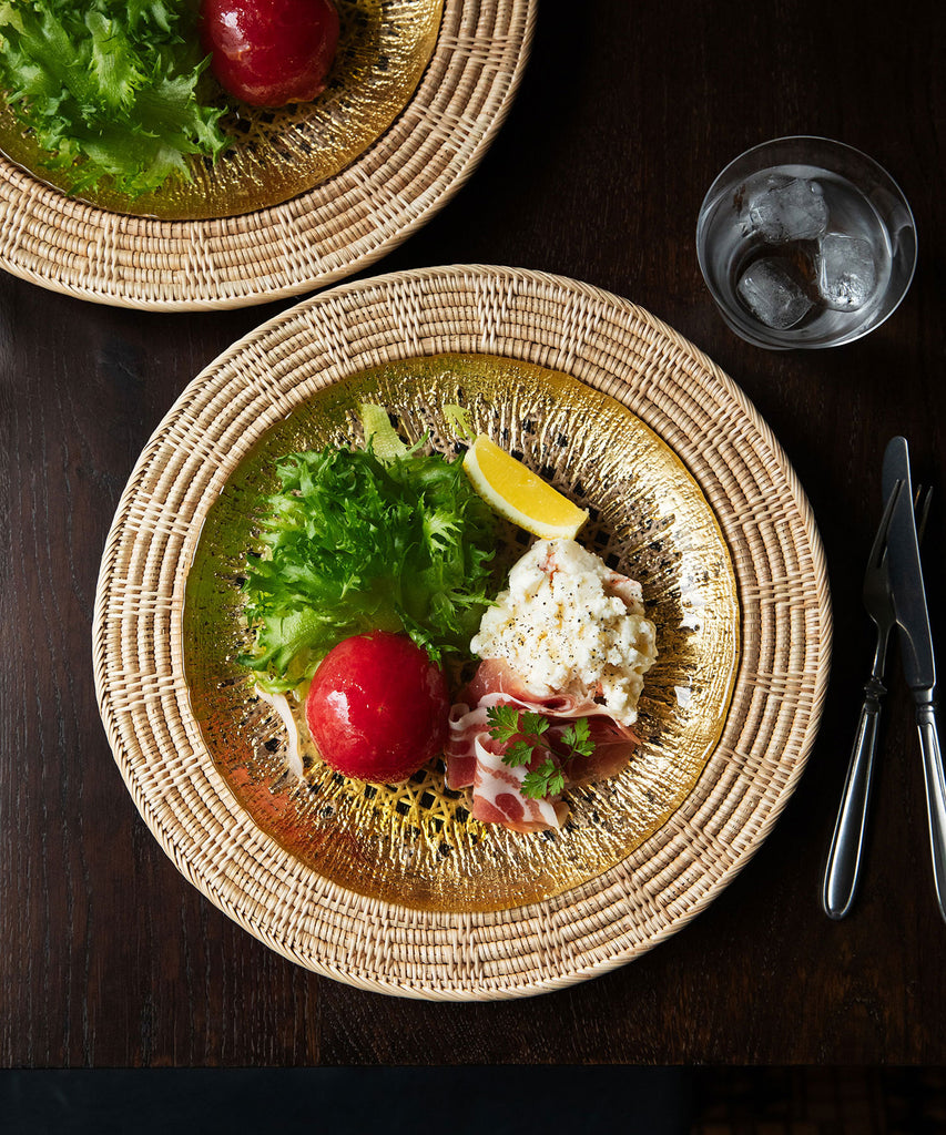 アンドレ・ブラジリエ　笠間日動美術館　皿　プレート ガラス食器 水墨 フラットプレート 28cm BK/WH 吉沼硝子の通販