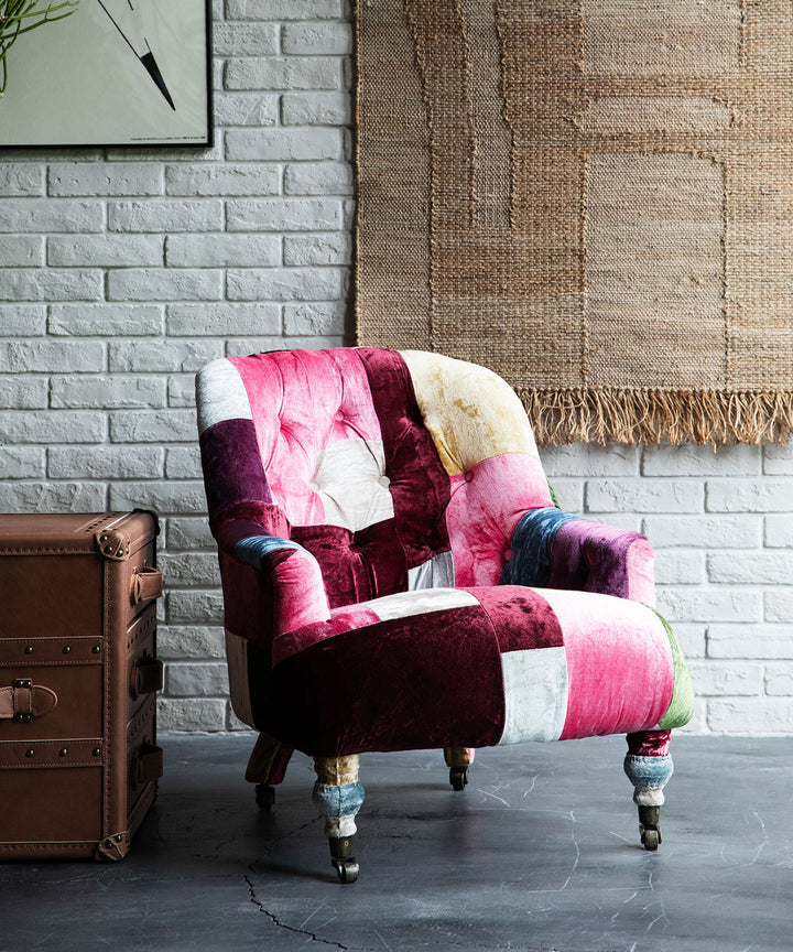 【HALO（ハロー）】ANNE CHAIR VELVET PATCHWORK BOHEM｜アンティーク風ソファ – TIMELESS COMFORT