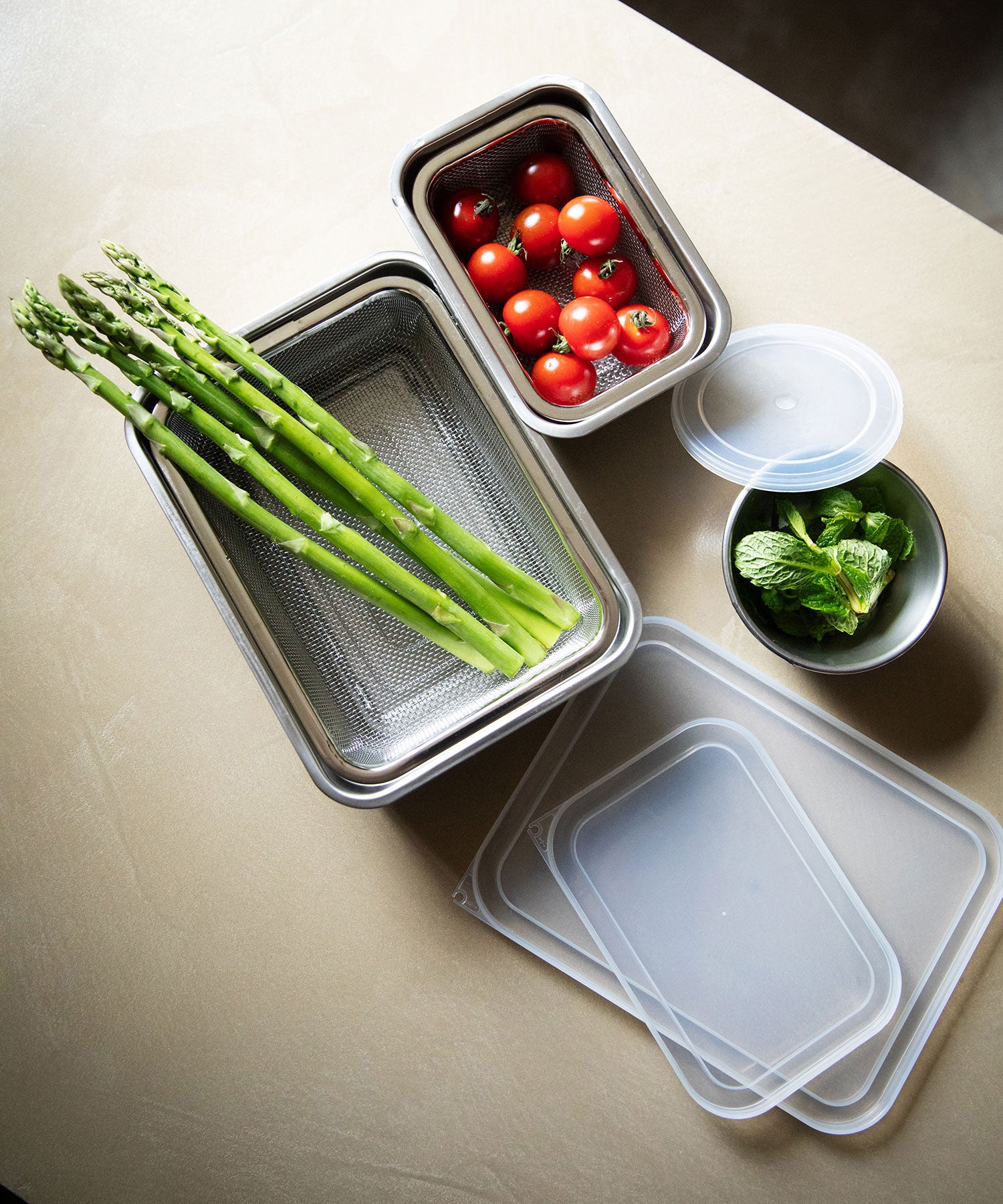 システムバット (蓋つき)・下ごしらえ角ザル