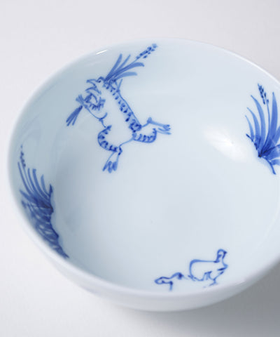染付鳥獣戯画 4寸取碗