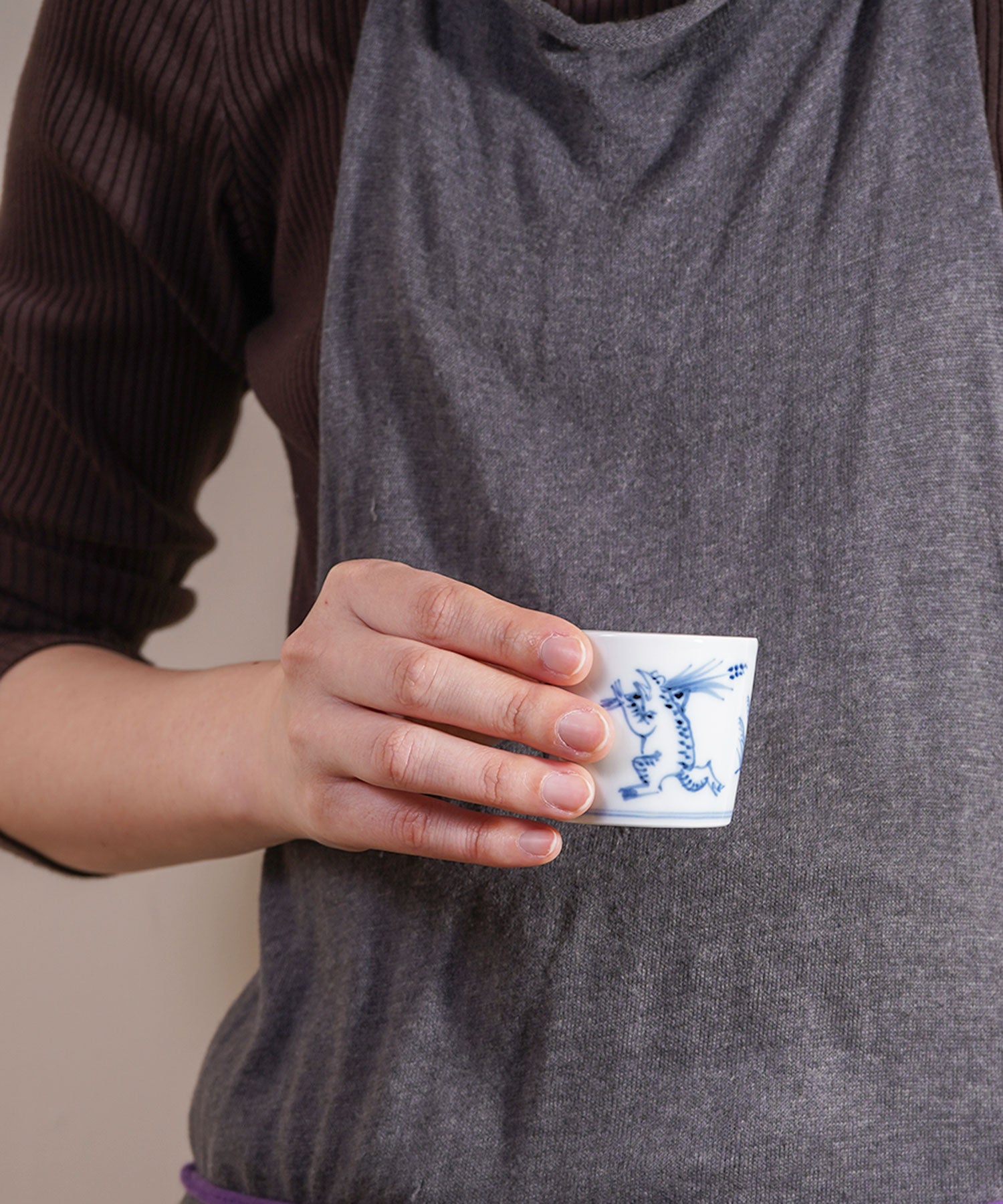 染付鳥獣戯画 薄手ミニそば猪口