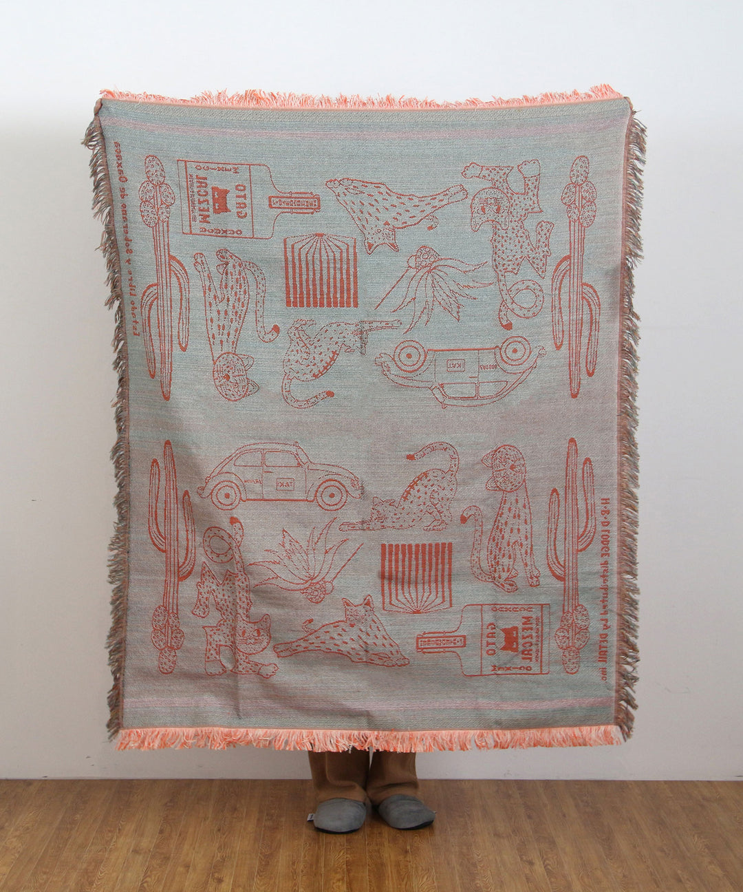 OAX THROWKET Cat and more Apricot - メキシコの彩りと猫のデザイン