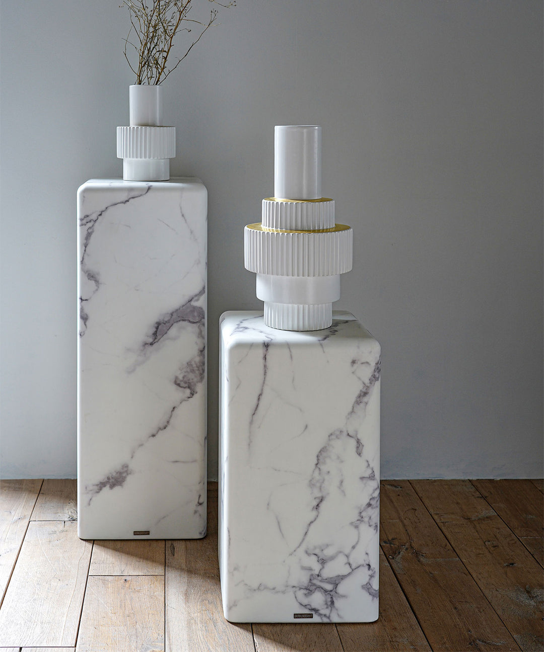 POLSPOTTEN（ポルスポッテン）】PILLAR MARBLE LOOK WHITE｜大理石風