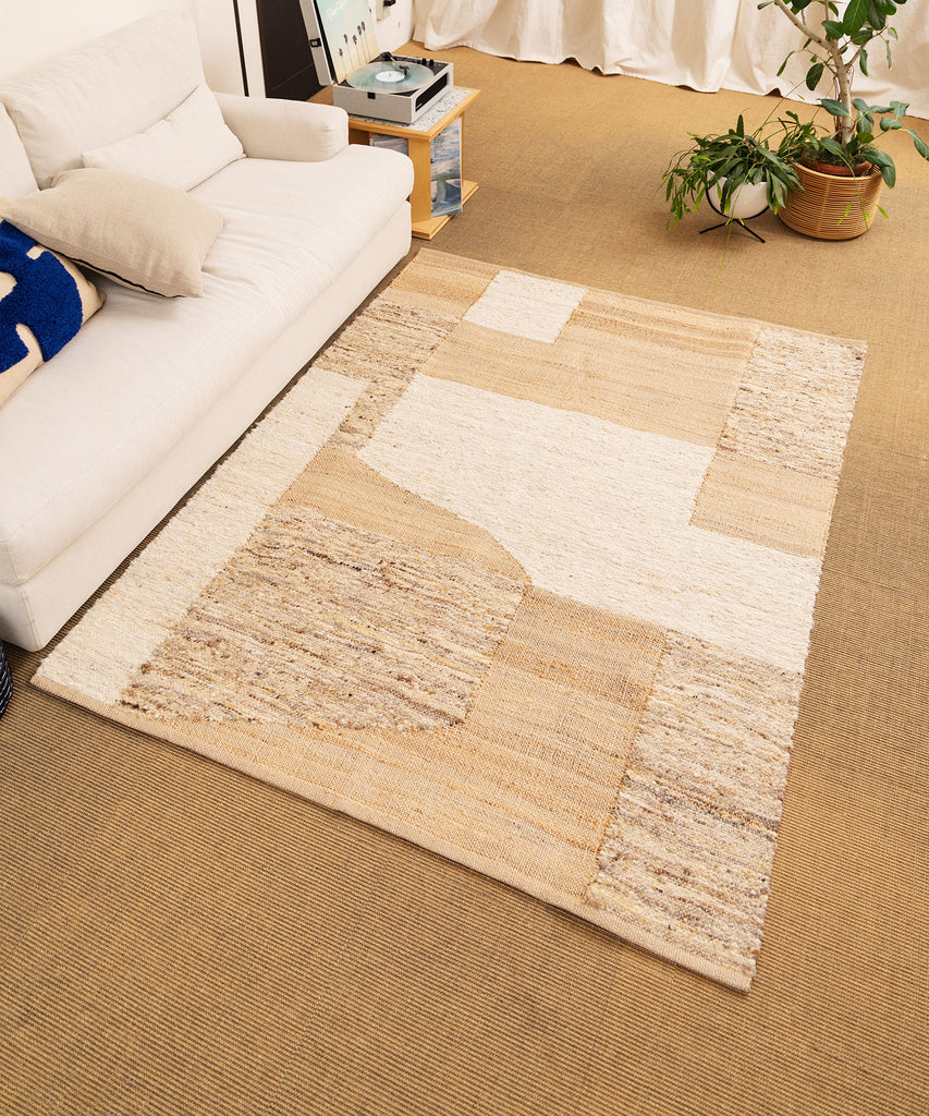 RugRu BURT RUG 1400×2000mm - ウールとヘンプが織りなすナチュラルな