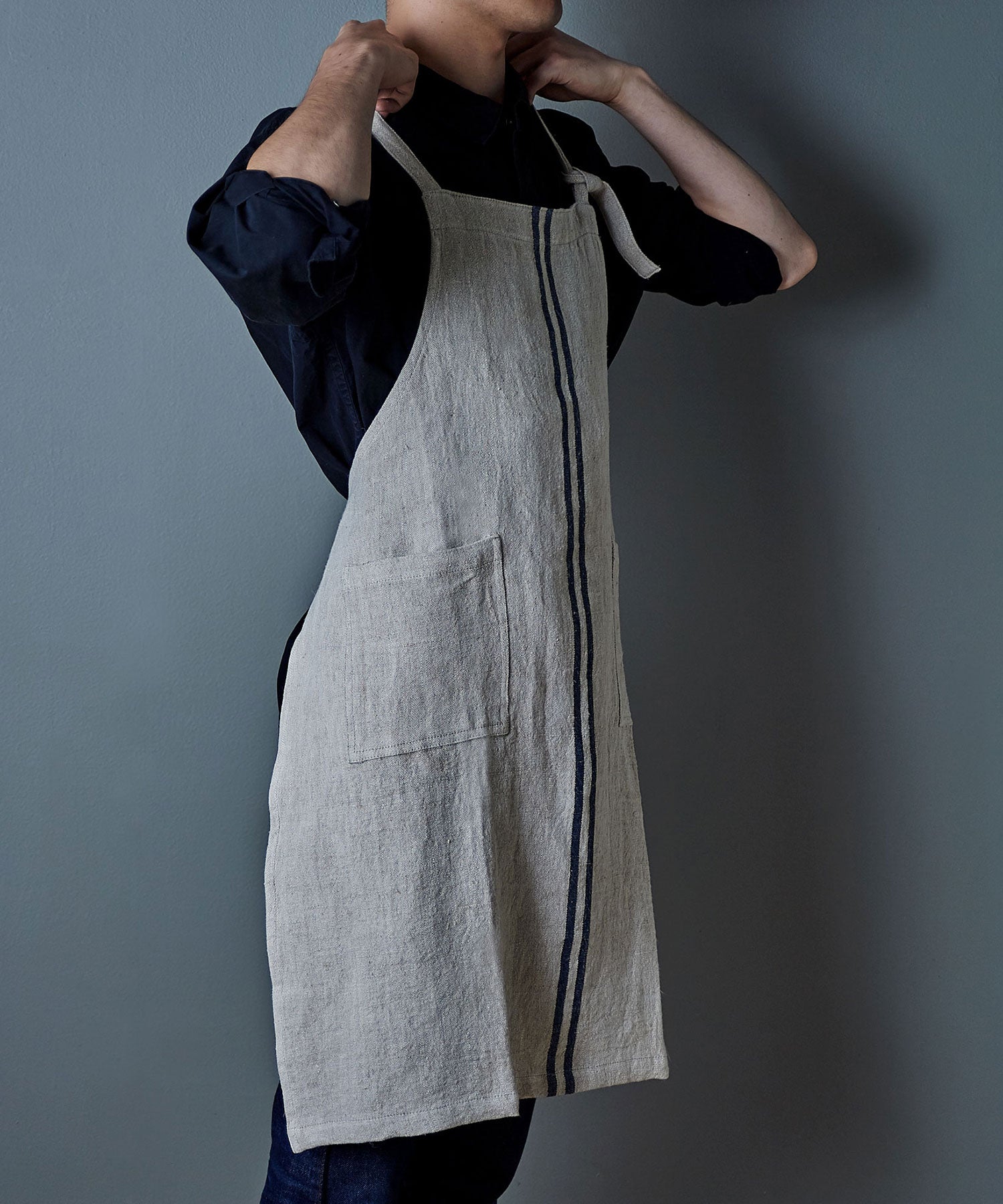 Wストライプエプロン