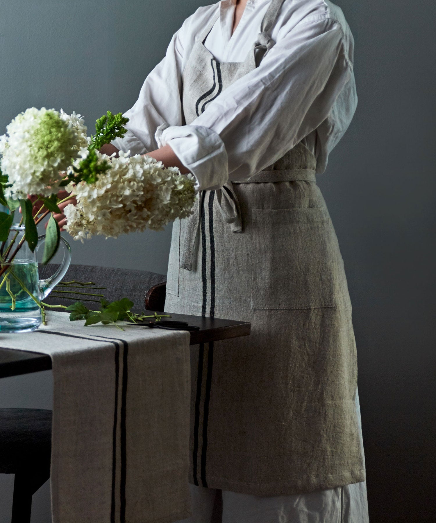 Wストライプエプロン