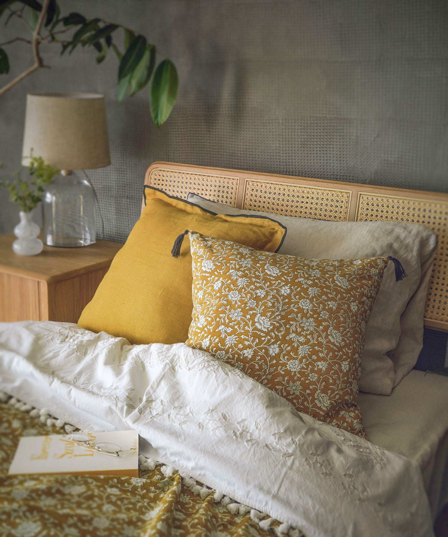 ブロックプリントクッションカバー