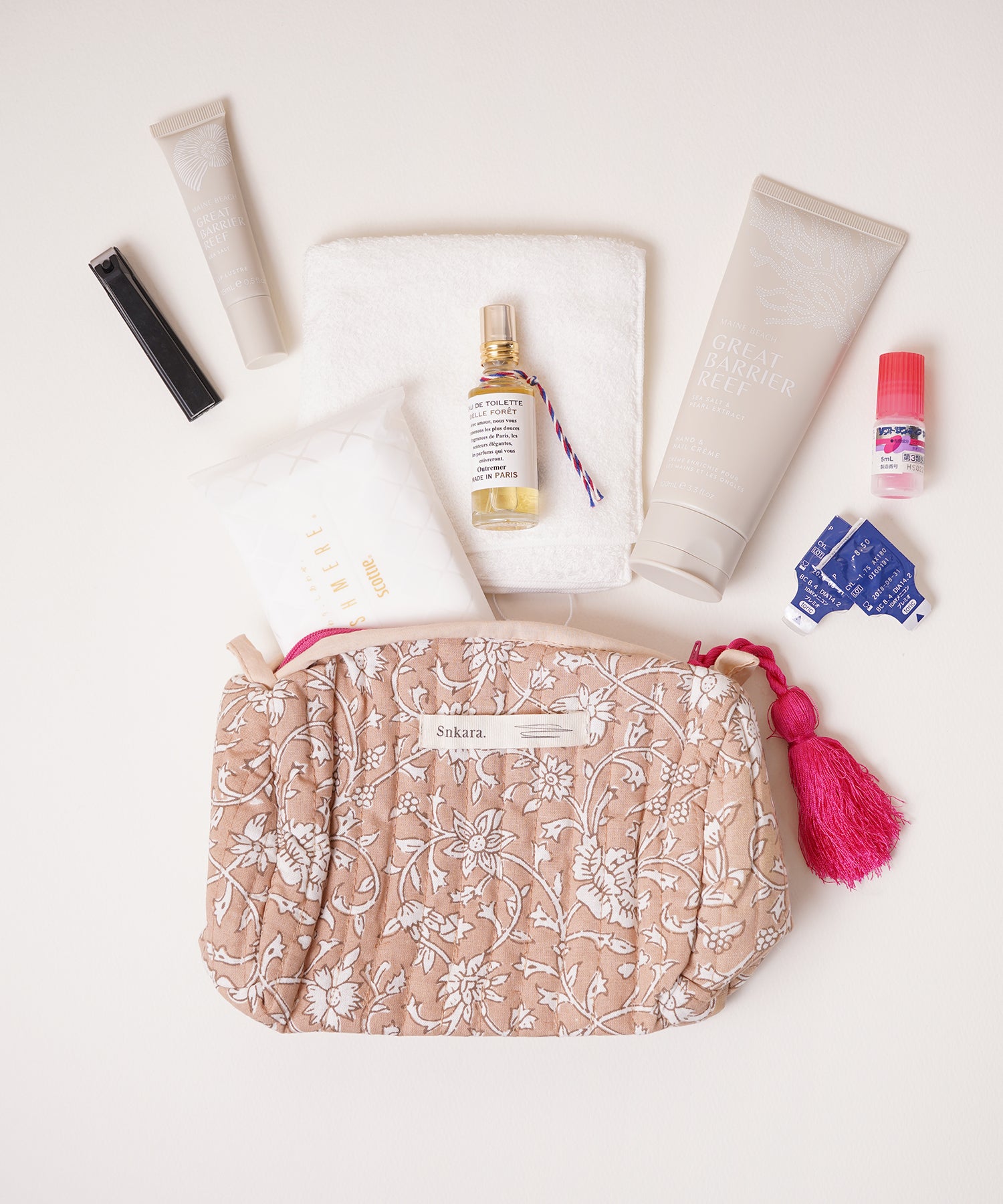 ブロックプリントポーチ