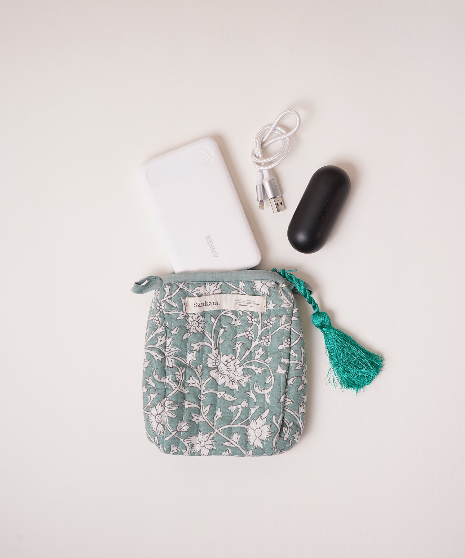 ブロックプリントポーチ