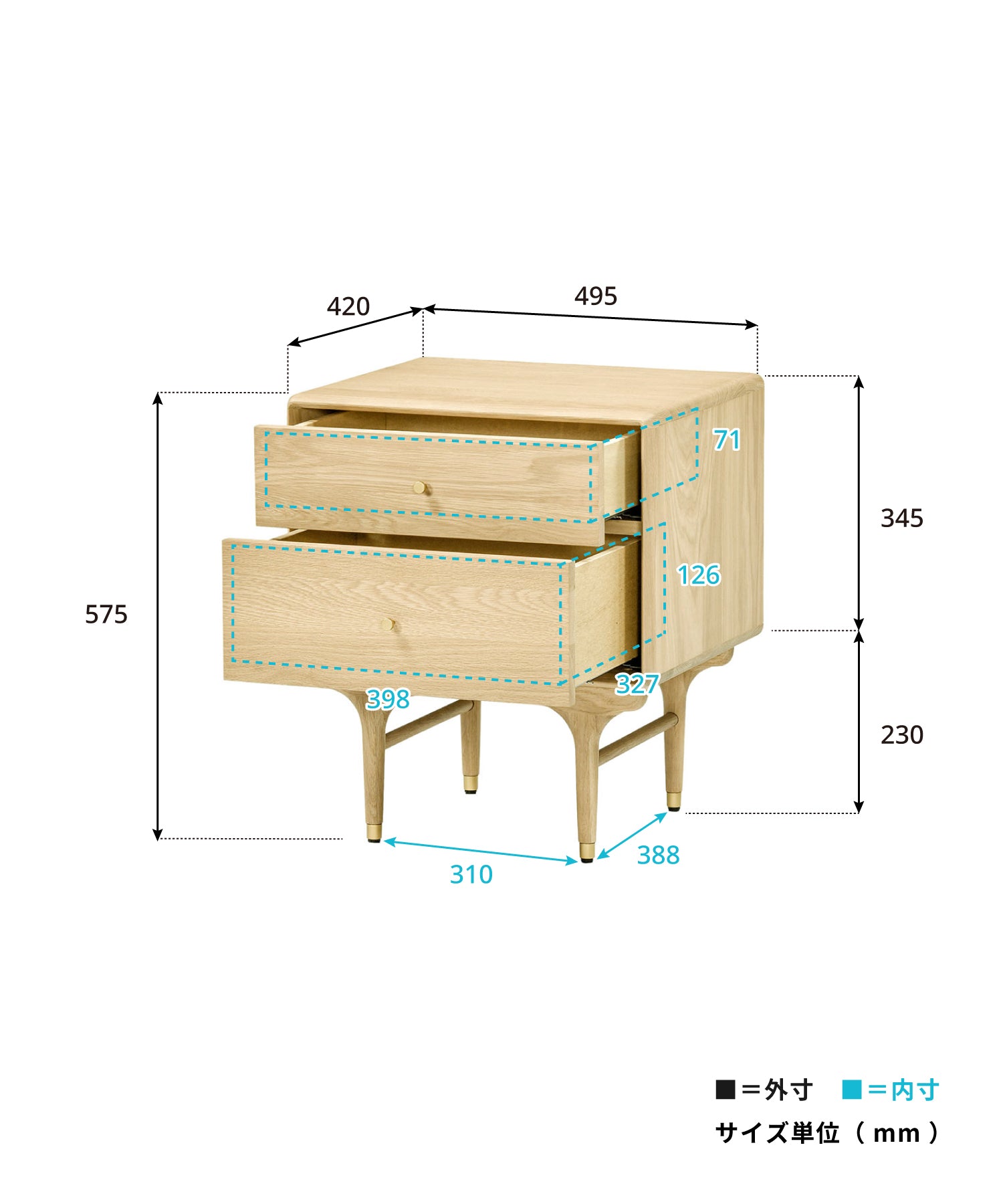 【予約商品・12月中旬入荷予定】JULIE BED SIDETABLE WHITE OAK