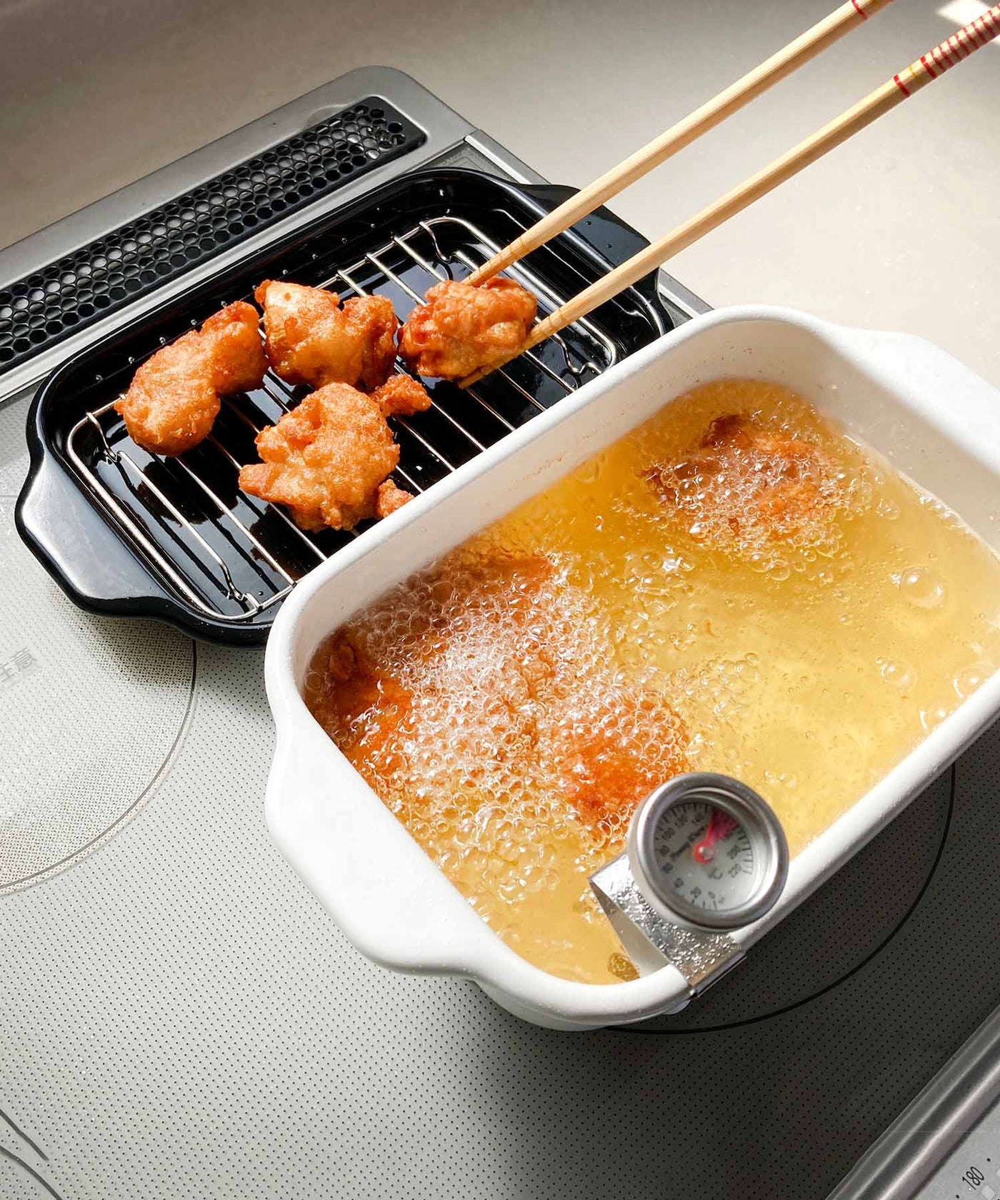 富士ホーロー 角型天ぷら鍋 ワイド｜長い食材も一度に揚げやすく