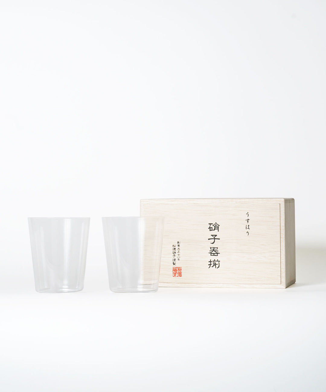 戦前のガラス徳利うすはり袴付き 松徳硝子 うすはり 硝子器揃】うすはりグラス｜オールドM｜2個
