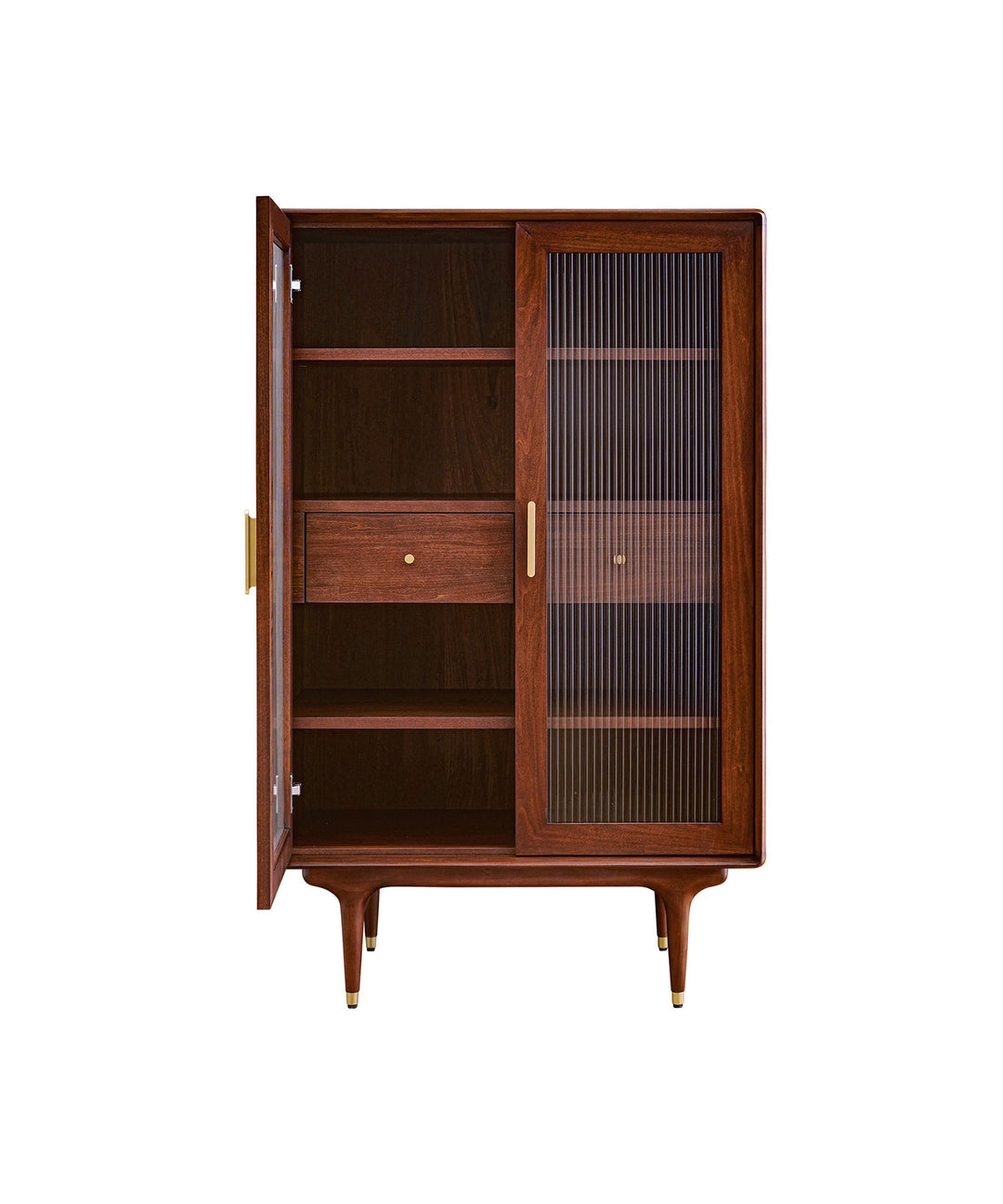 JULIE ハイキャビネット ダークブラウン ポプラ材 - 北欧デザインの波