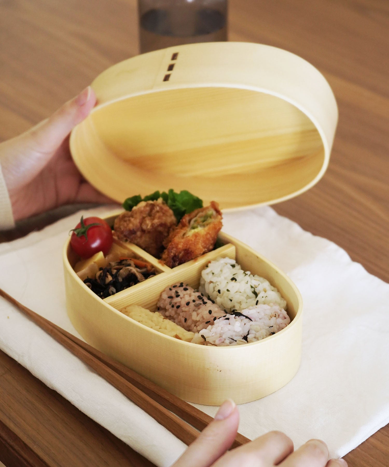 白木かぶせ一段弁当
